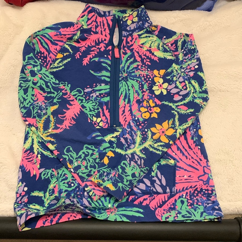 Blue and pink girls Lily Pulitzer pulloverr half zip size 12-14